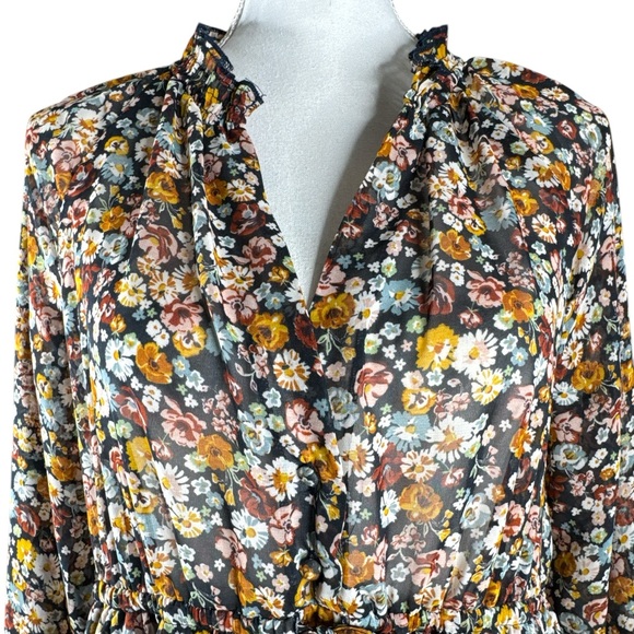 ZARA Deep Navy Blue Floral Flouncy Mini Dress, Size M. - Picture 5 of 9